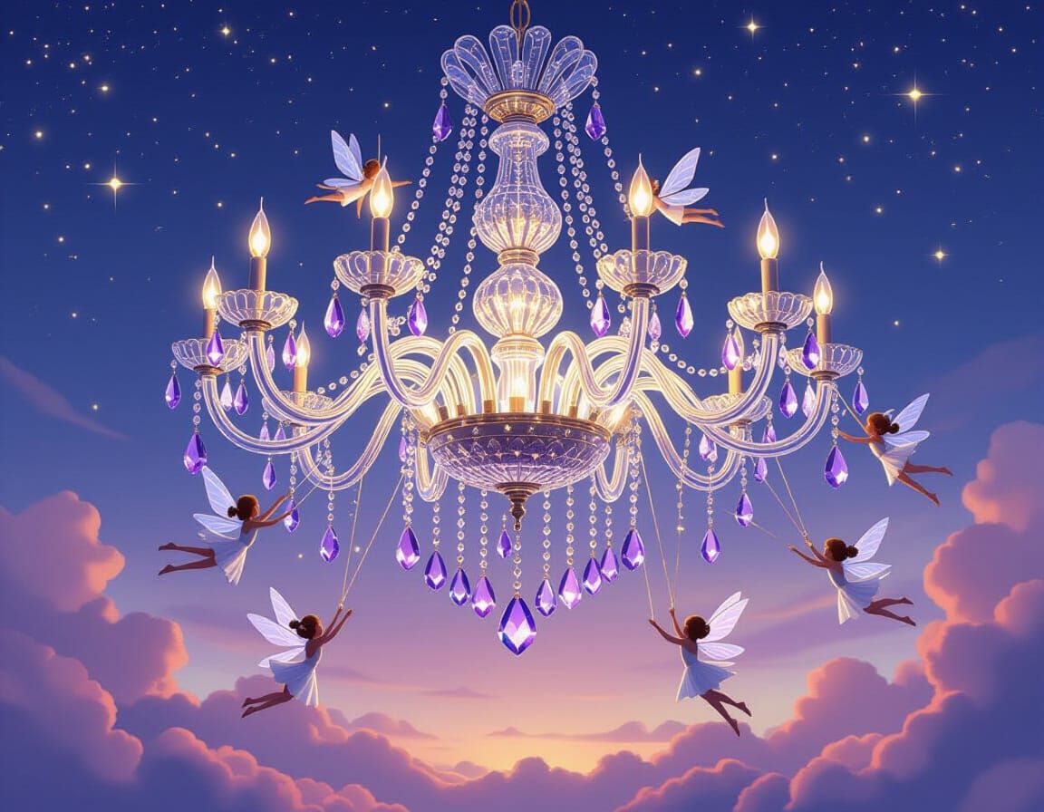 Floating Jewel Chandelier with Fairies