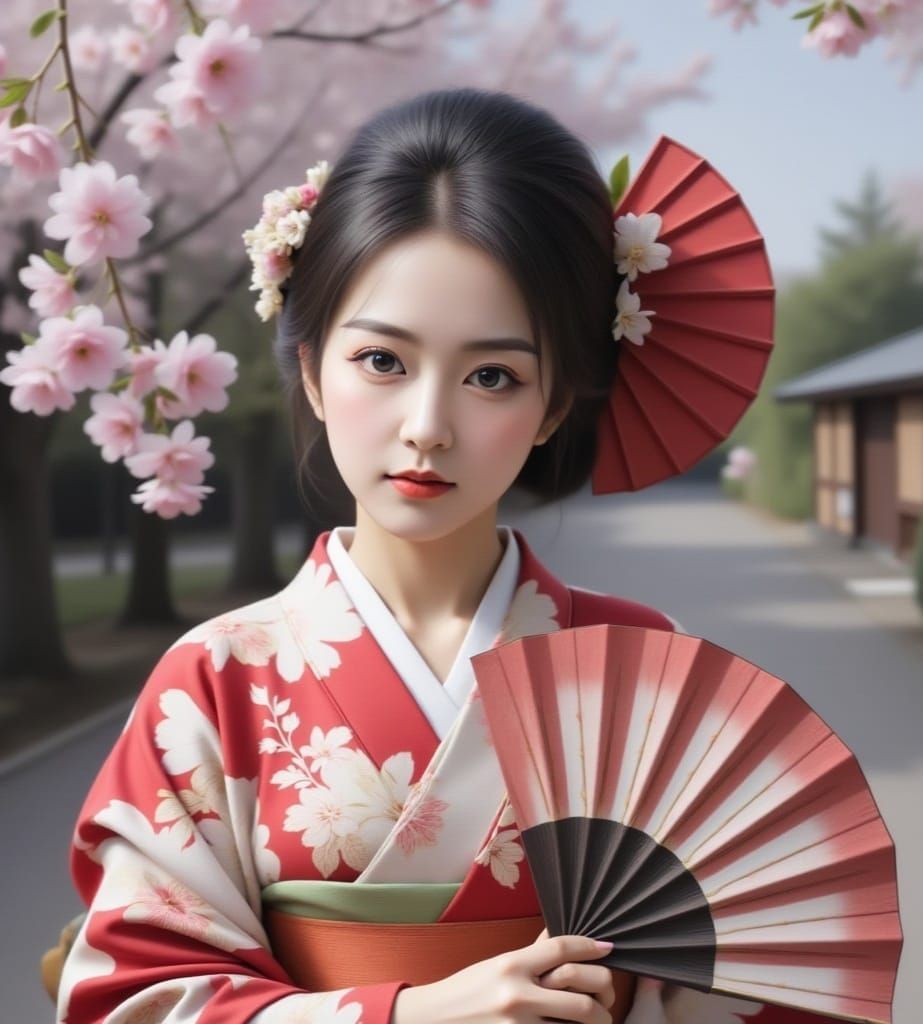 Ethereal Geisha in Hazy Realism