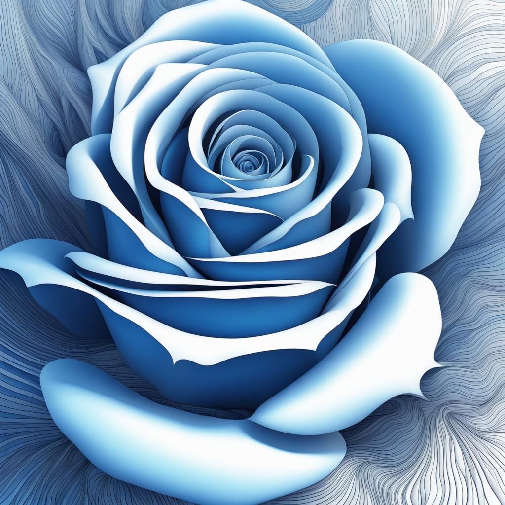 Abstract Blue Rose with Fractal Vector Design