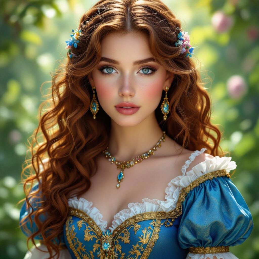 Hyper-Realistic Fantasy Princess in Summer Garden