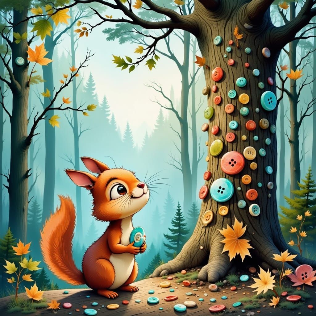 Jasper the squirrel had a peculiar habit: collecting lost buttons. Not acorns, not shiny trinkets, but buttons of all sh...