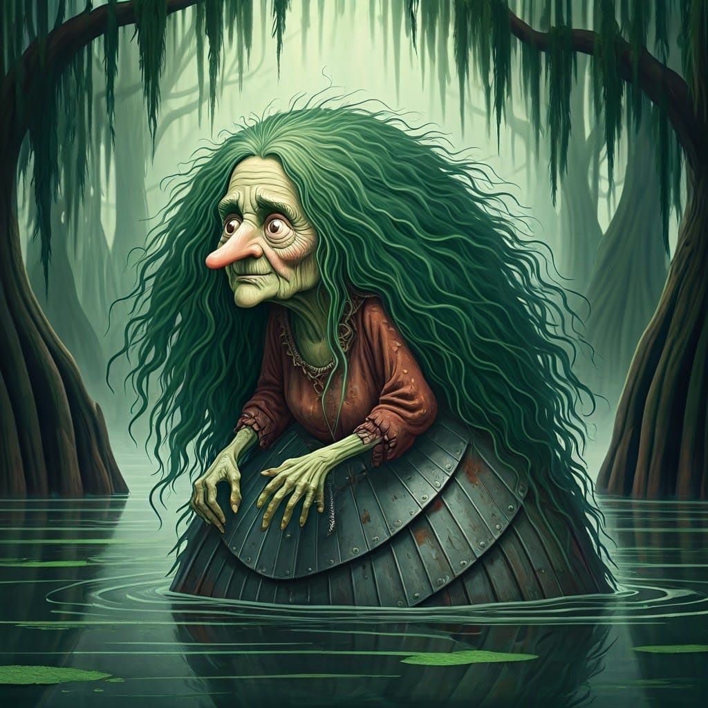 Whimsical Swamp Dweller in Vibrant Watercolor