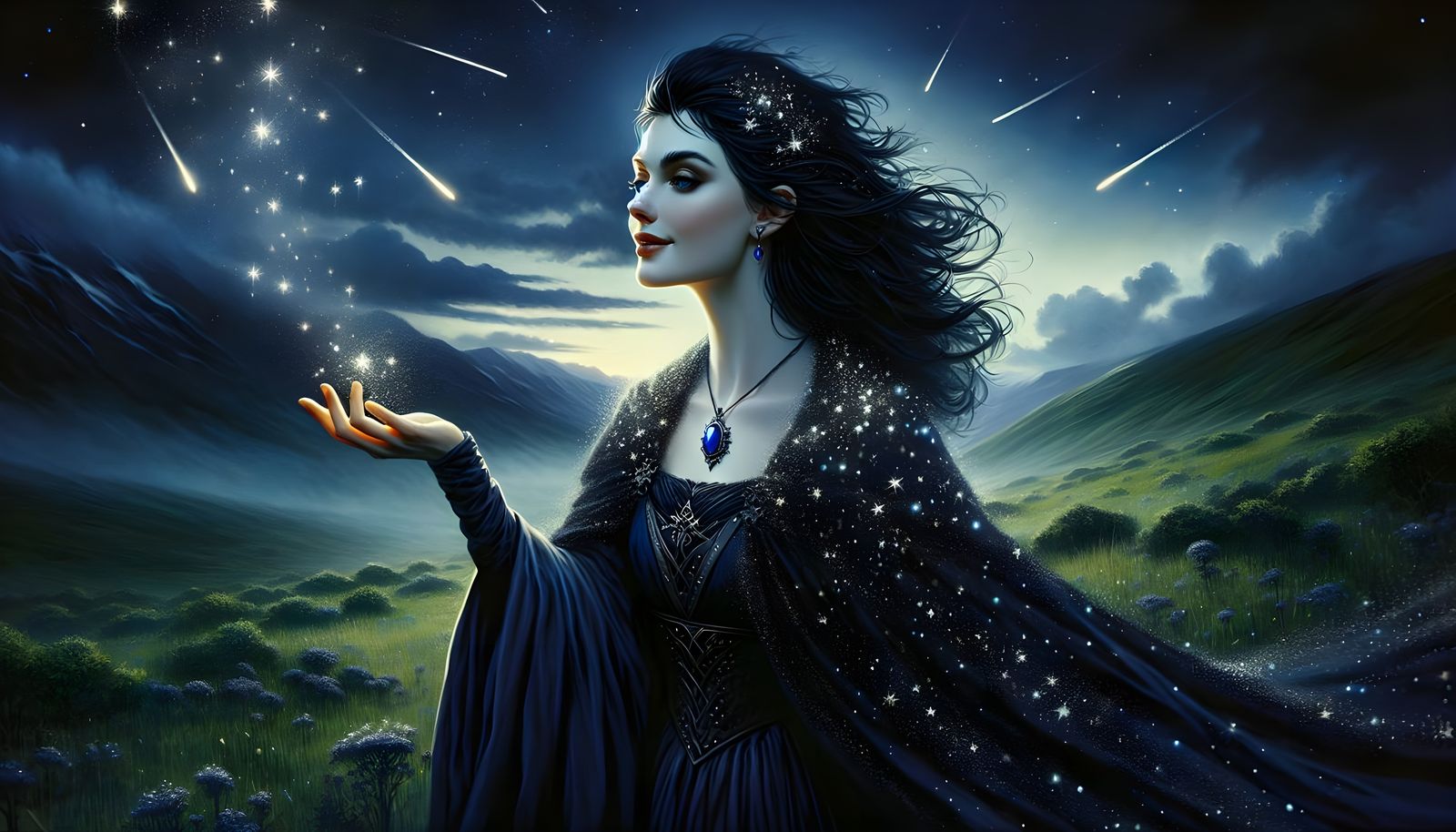 Ethereal Norse Goddess Unveils Starry Midnight Sky in Cinema...