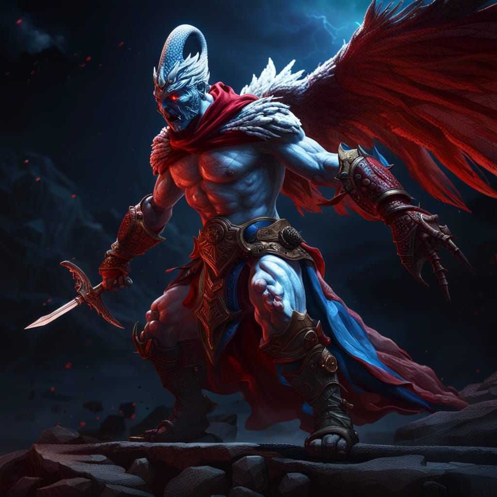 Heroic Battle: Greek Hero vs Monster in Dark Fantasy Style