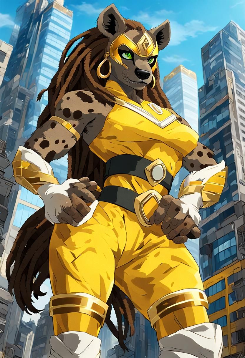 Kaiju Anthro Hyena in Power Ranger Suit