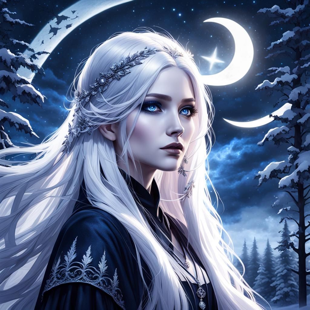 Ethereal Portrait of a Girl with Black Eyes