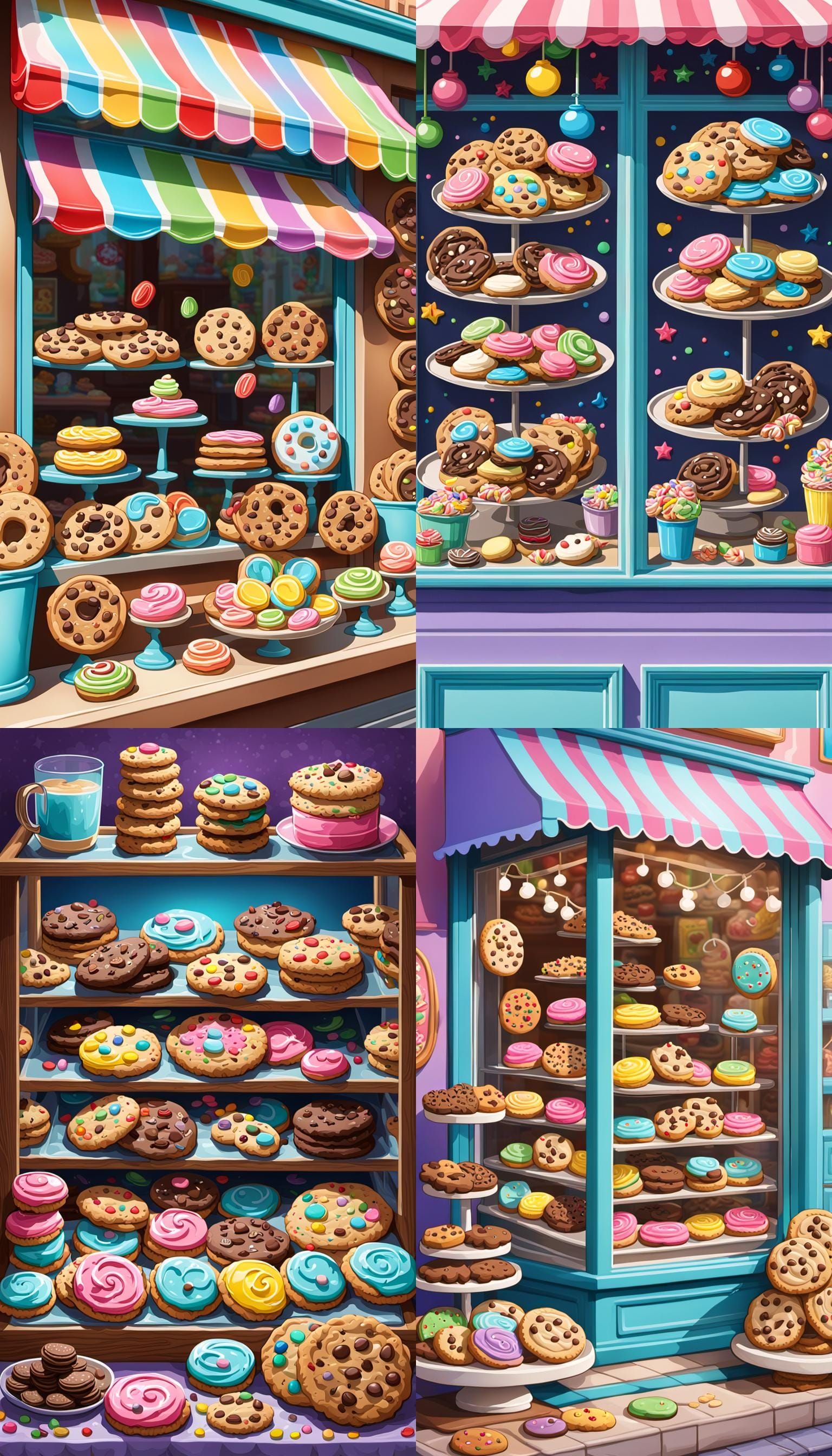 Colorful Cartoon Cookie Bakery Window Display