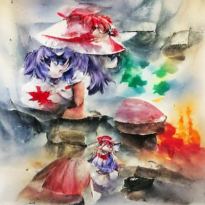 Touhou Character in Watercolor Art Style