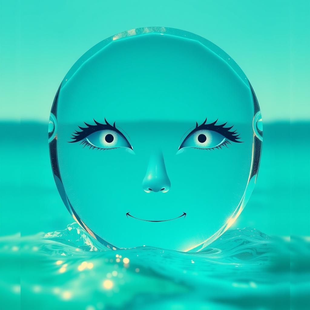 Aqua Glass Face with Ocean Inside