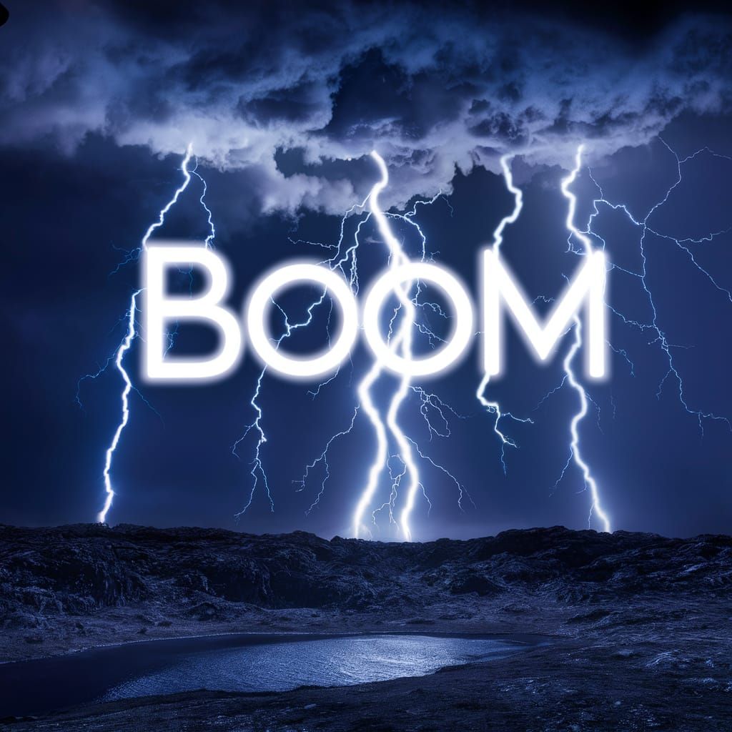 Spectacular Thunderstorm with Lightning Spelling 'BOOM'
