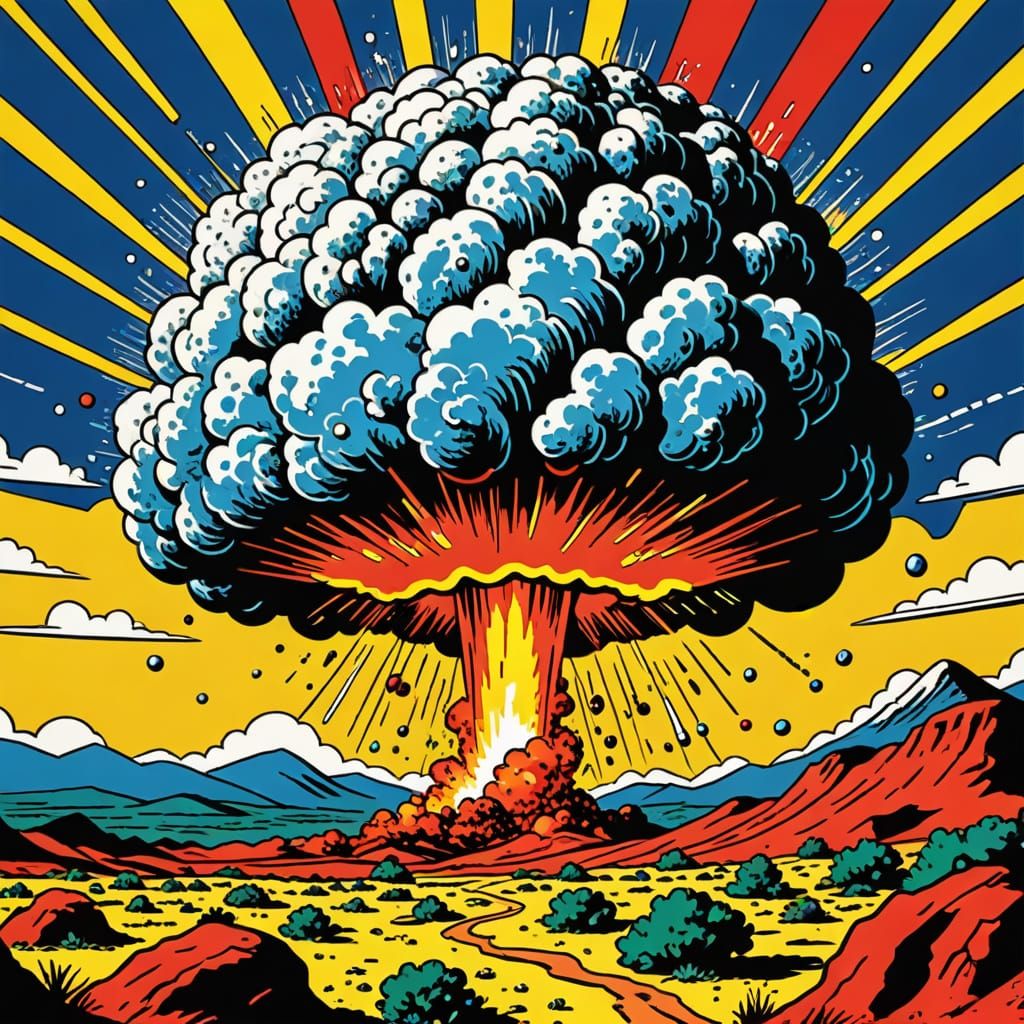 Atomic Bomb Explosion in Pop Art Style