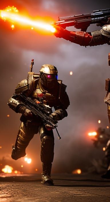 Futuristic Armored Spiders in Epic Battle Scene