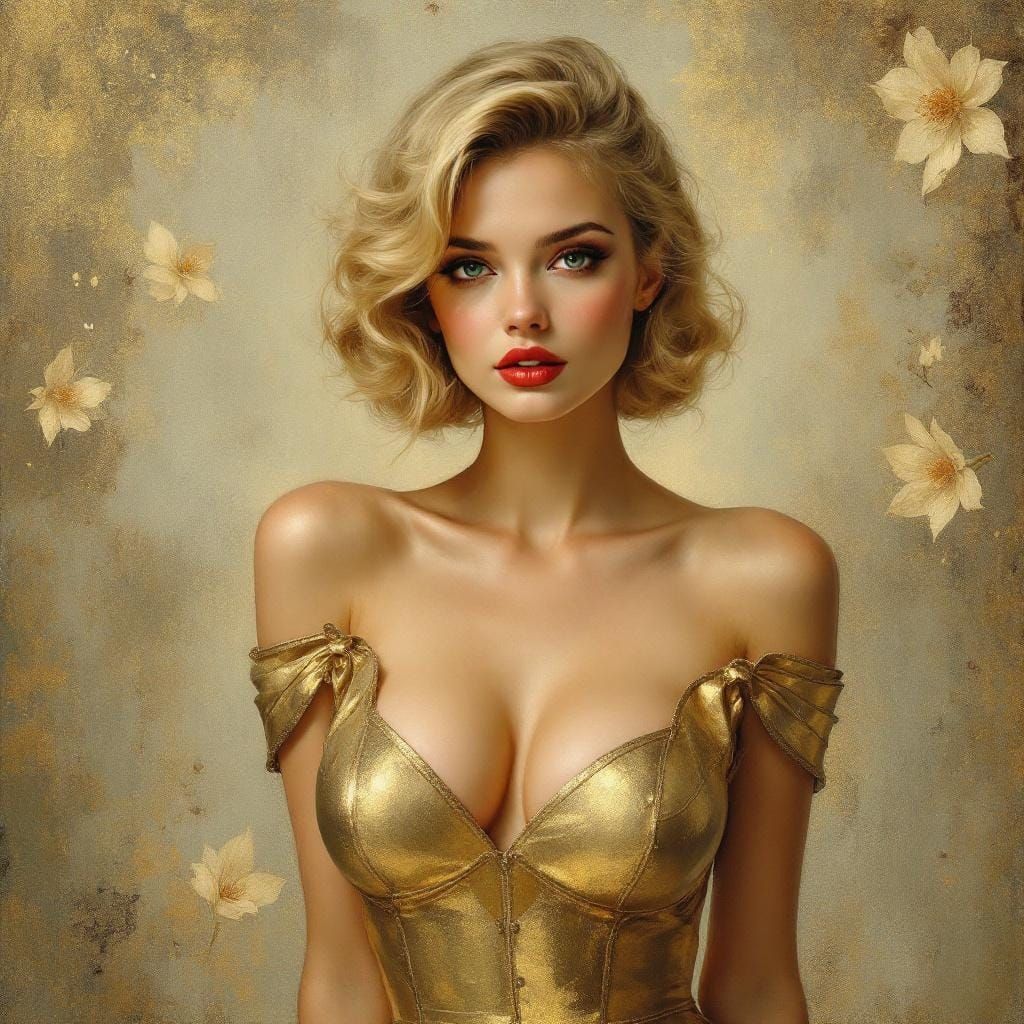 1950s Pin-Up in Art Nouveau Tonalist Style