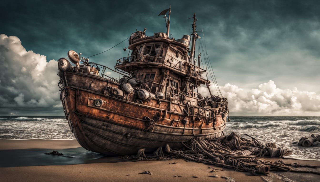 Hyperrealistic Coastal Scene in Moody Light