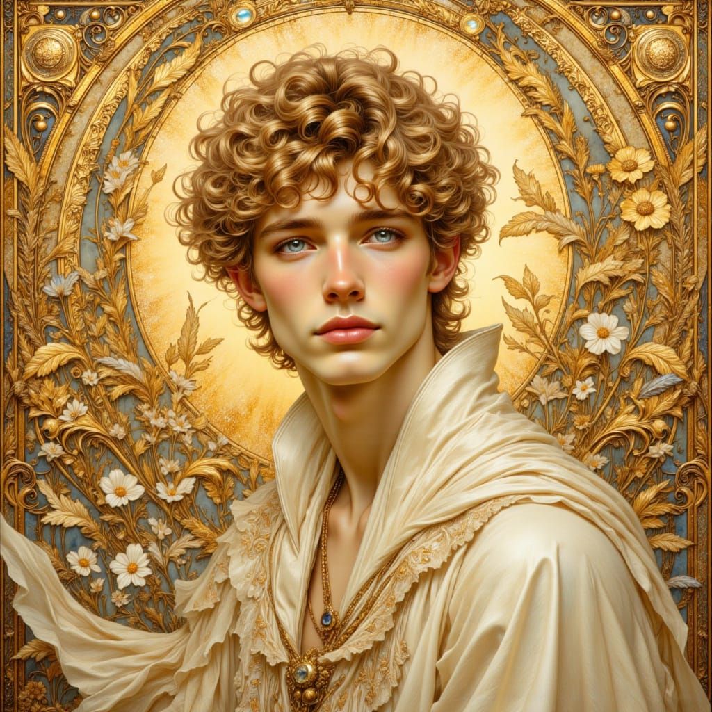 Art Nouveau Portrait of a Young Man at Dawn