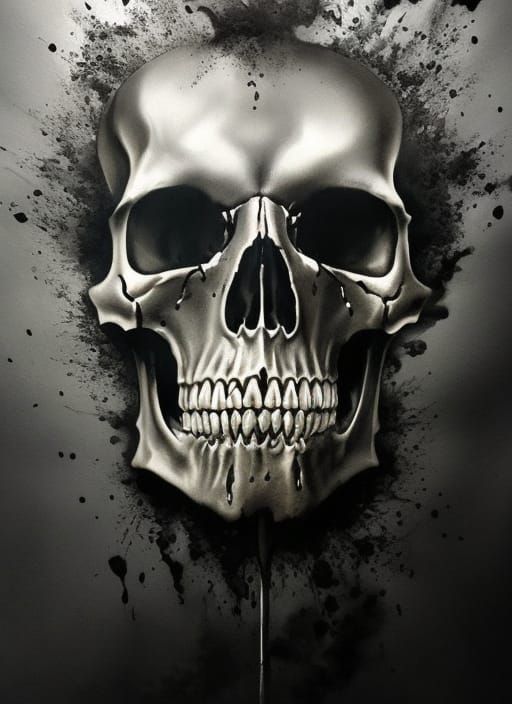 Skull-Headed God of Death in Watercolour Style