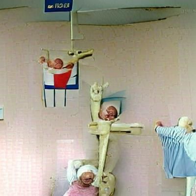 Provocative Image: Mock Crucifixion with Laughing Crowd