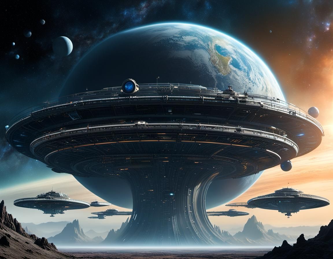 Interstellar Ship Enters Stargate Near Space Station