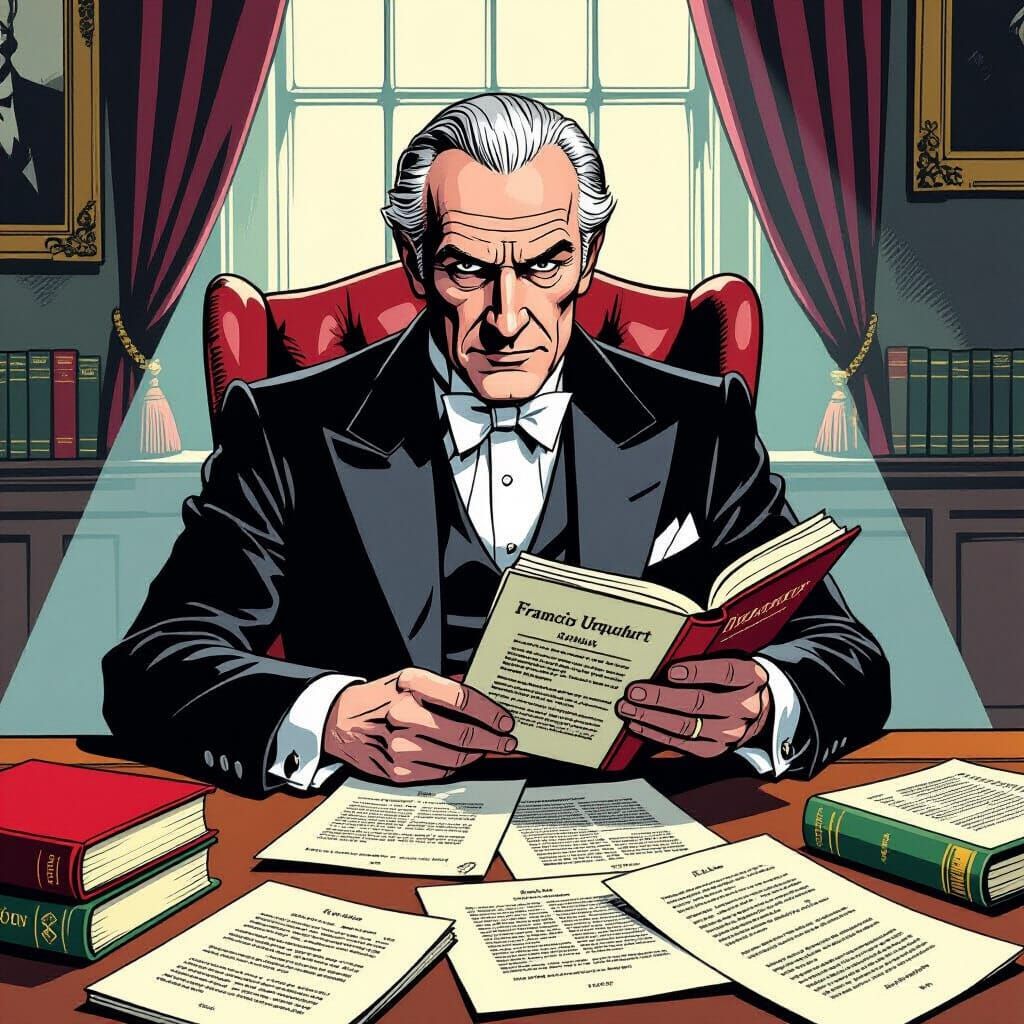 Francis Urquhart Plots Amidst Shadows as Comic Book Characte...