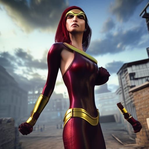 Superpowered Women in Action Comic, 8K Unreal Engine