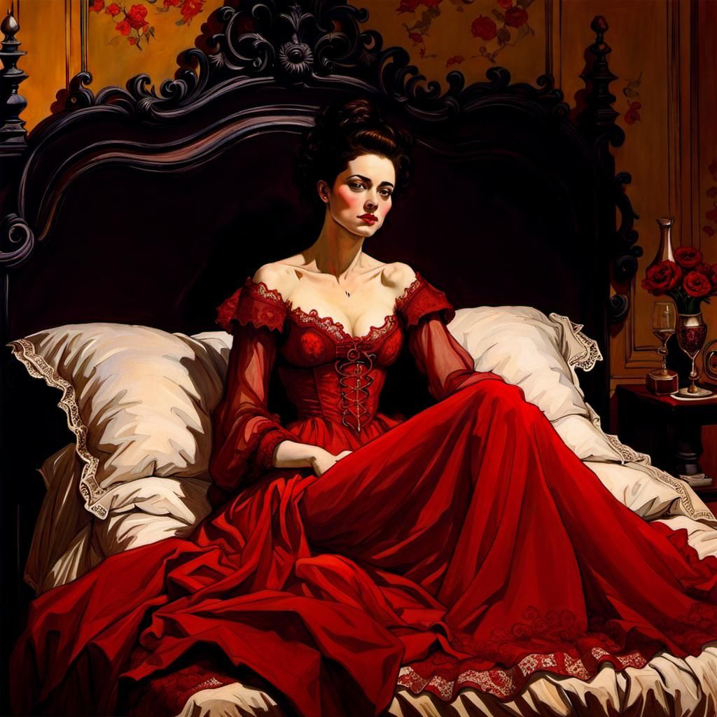 Lady in Red Lace: Sensual Baroque Dream
