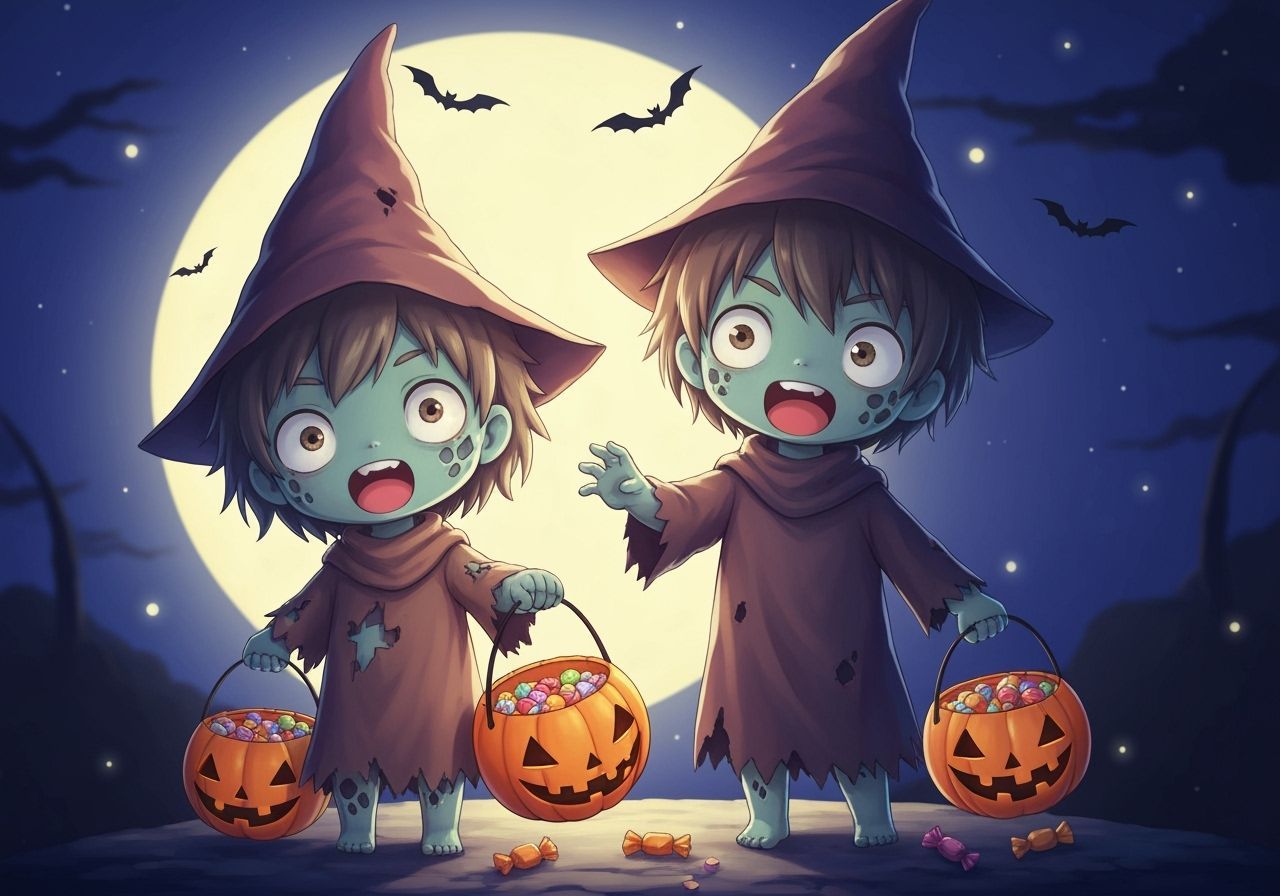 Adorable Chibi Zombies Trick-or-Treating