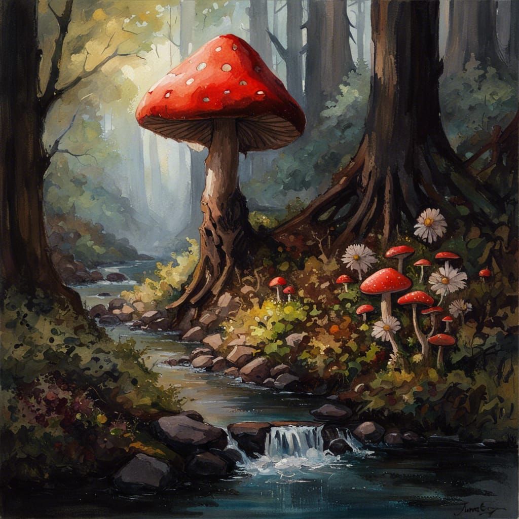 High Gothic Dark Fantasy River Scene