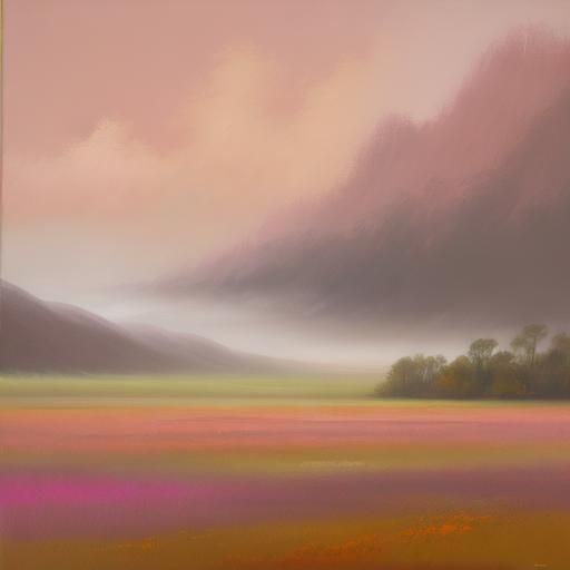 Misty Abstract Landscape in Acrylic and Oil