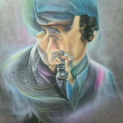 Sherlock Holmes Pastel Drawing