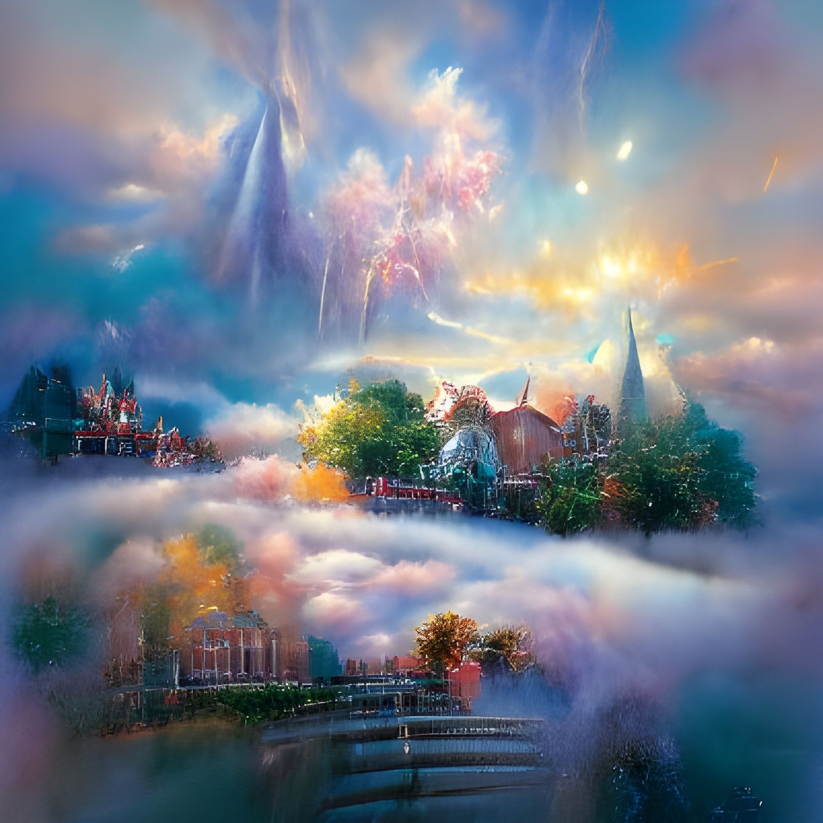 Ethereal Fantasy Landscape in Kinkade Style