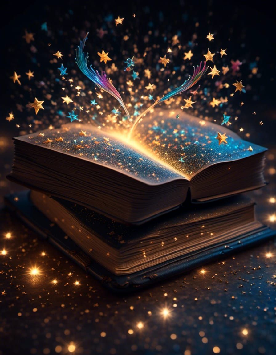 Stars Fly From Open Book in 8K Vray HD CGI