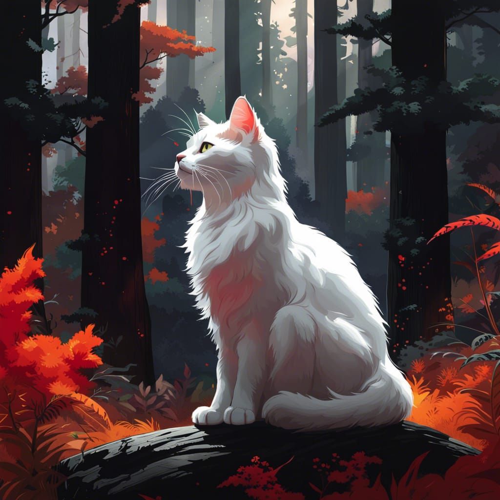 Majestic Cat in Eclipsed Forest Splash Art