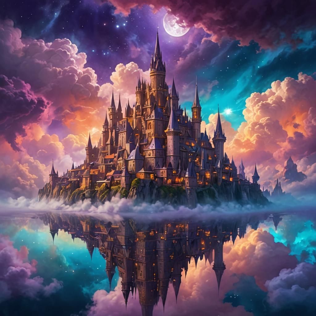 Floating Whimsical Fantasy City in a Dreamlike Atmosphere