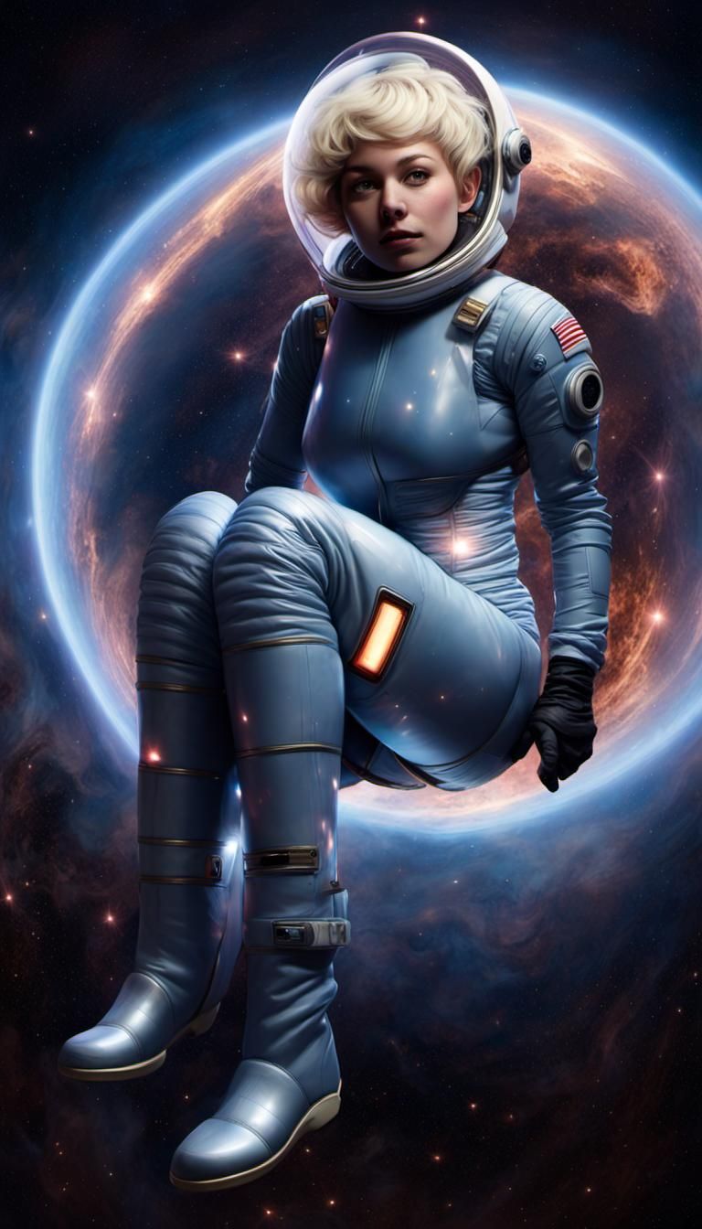 Astronaut Floats Among Stars in Space Suit