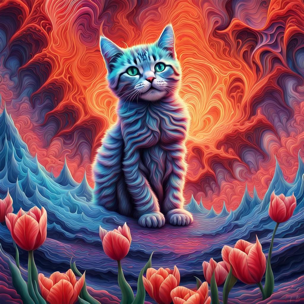 Volcanic Tulips and Kittens: Cosmic Mixed Media