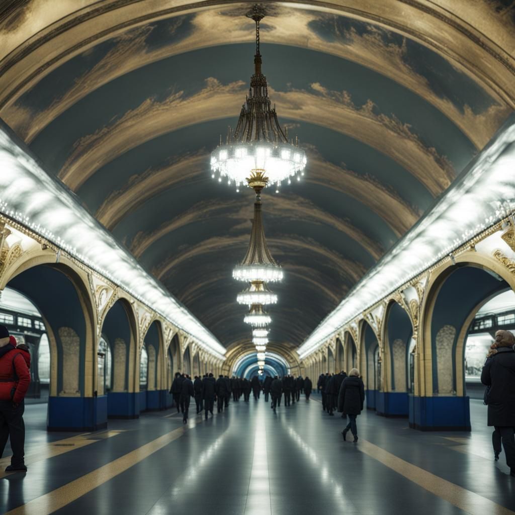 Ornate Moscow Metro Station Architecture