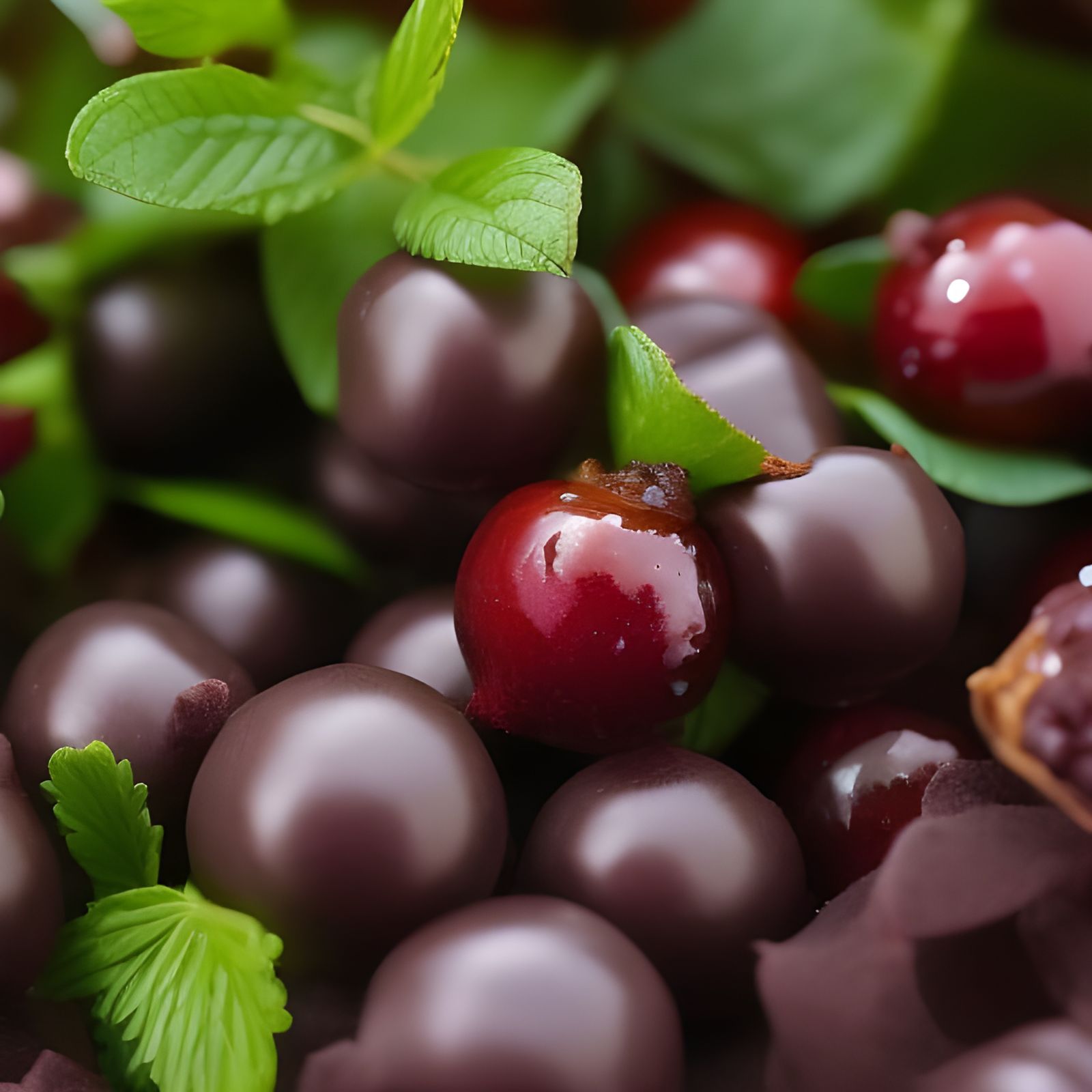 Fantastical Chocolate Covered Cherries in Detailed Matte Pai...