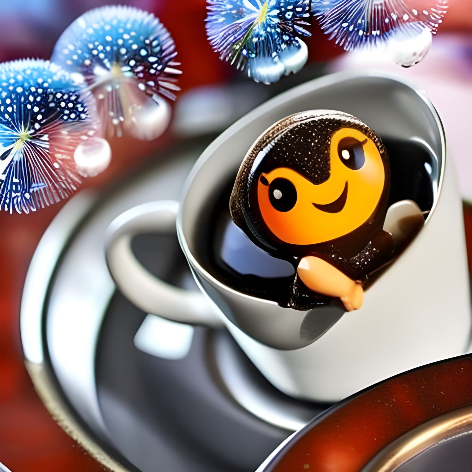 Dandelion with Bubbles: Abstract AI Art