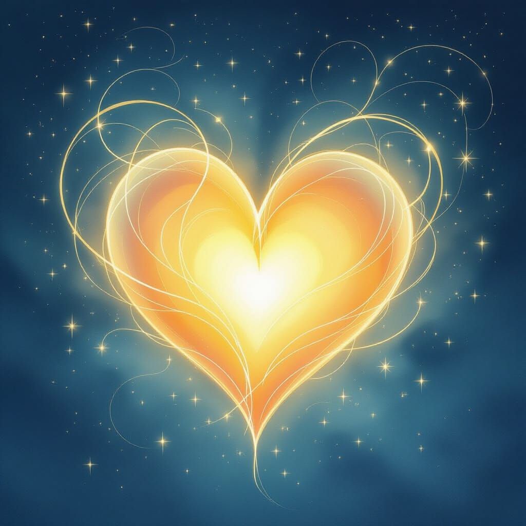 Ethereal Glowing Heart Radiating Love and Connection