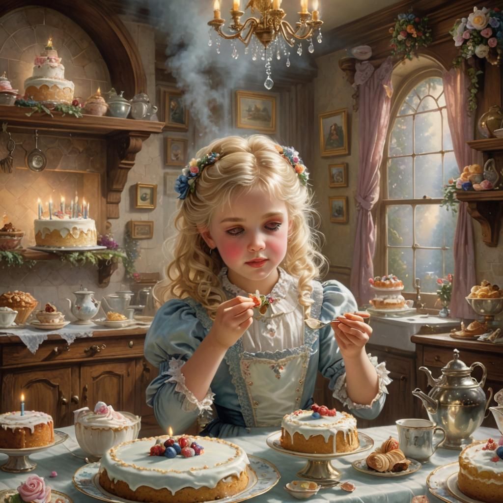 Victorian Girl's Ethereal Birthday in Luminist Style
