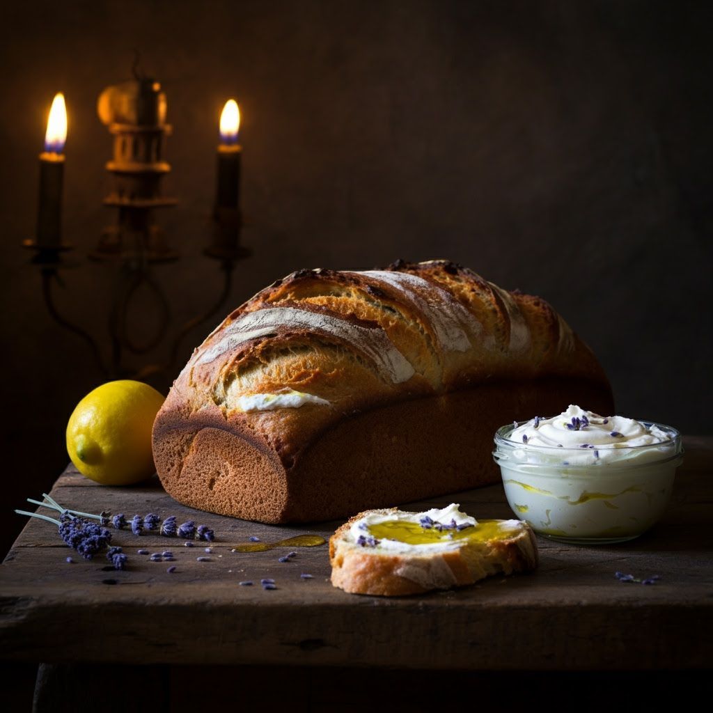 Lemon Olive Oil Loaf with Lavender Mascarpone