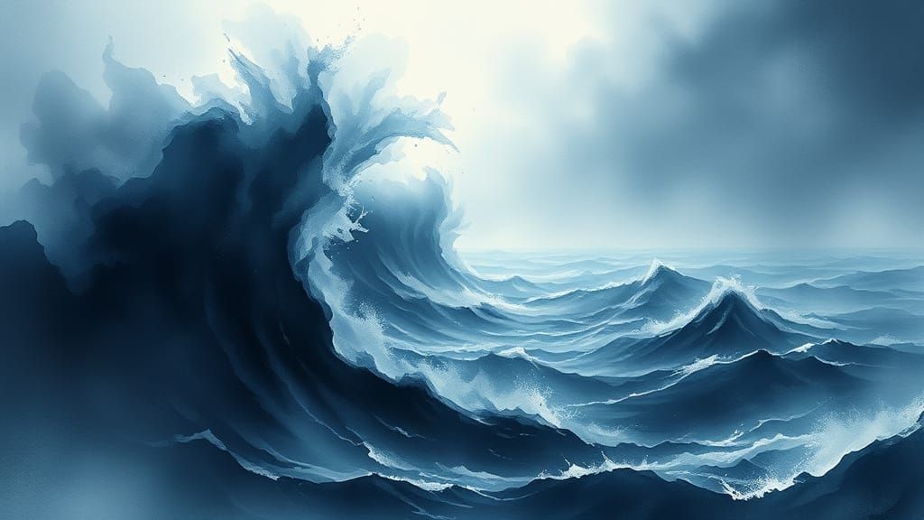 Dreamlike Seascape in Watercolor-Inspired Digital Art