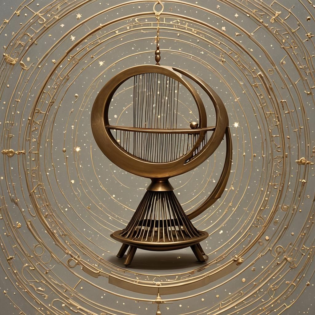 Celestial Harp with Glowing Energy Filaments