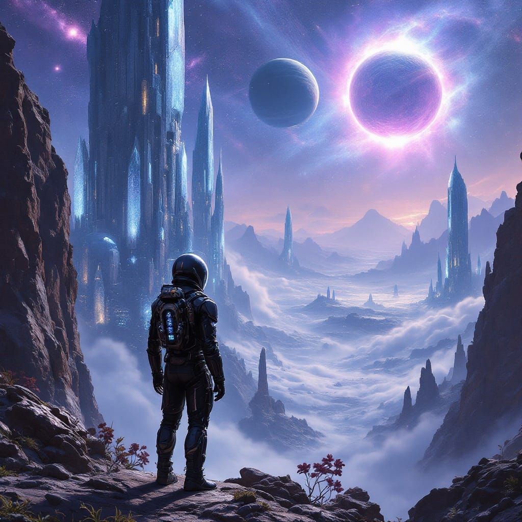 Cosmic Explorer Stands at Edge of Alien World