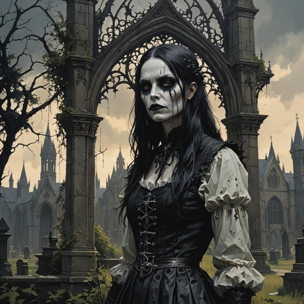 Sinister Gothic Summer Scene by Greg Rutkowski