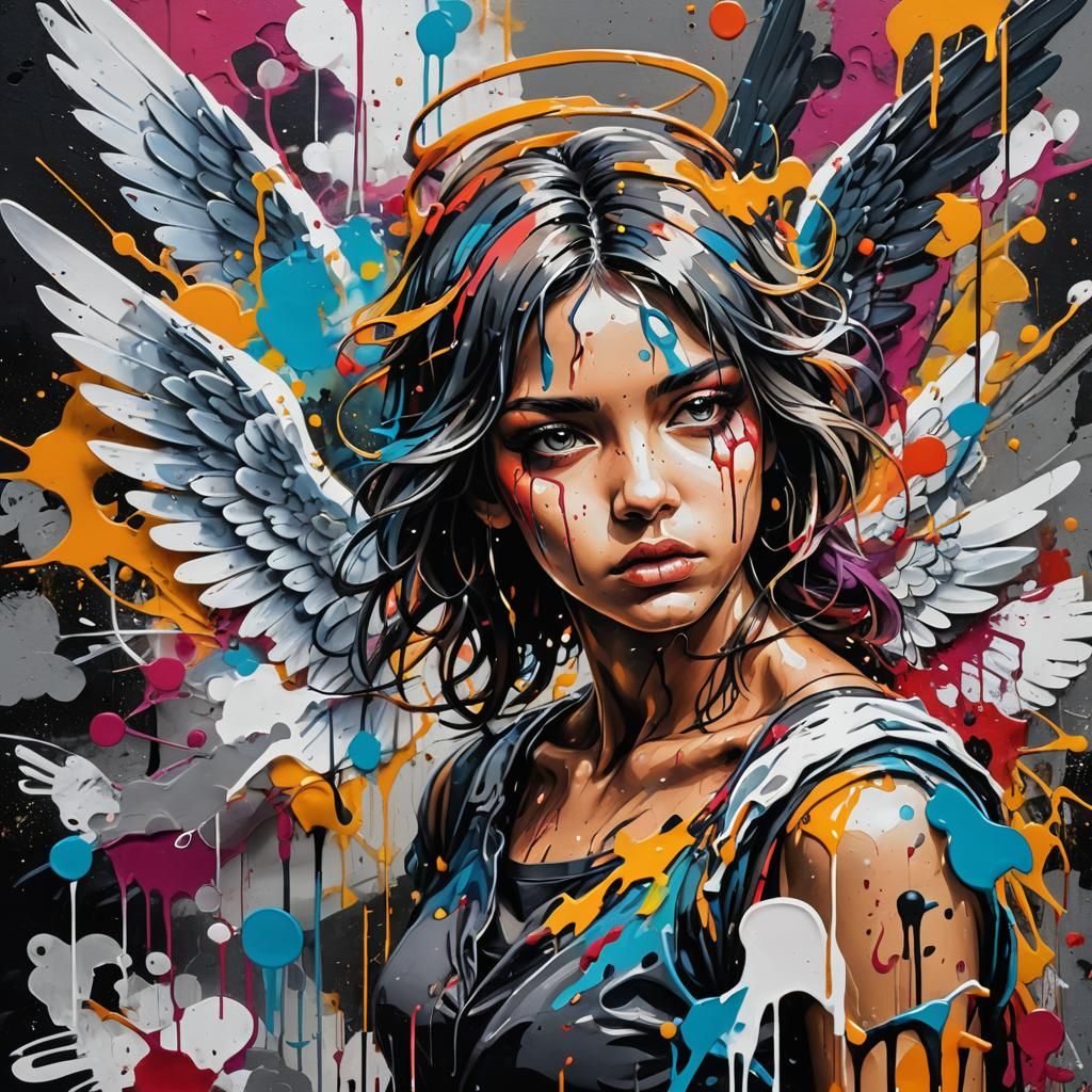 Fallen Angel Graffiti Art in Street Style