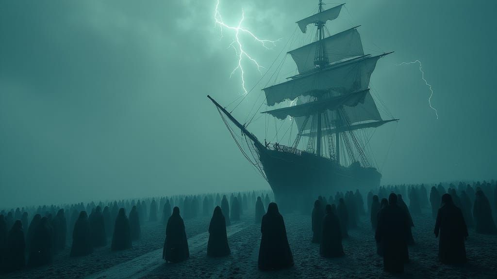 Haunted Flying Dutchman Ghost Ship in a Storm