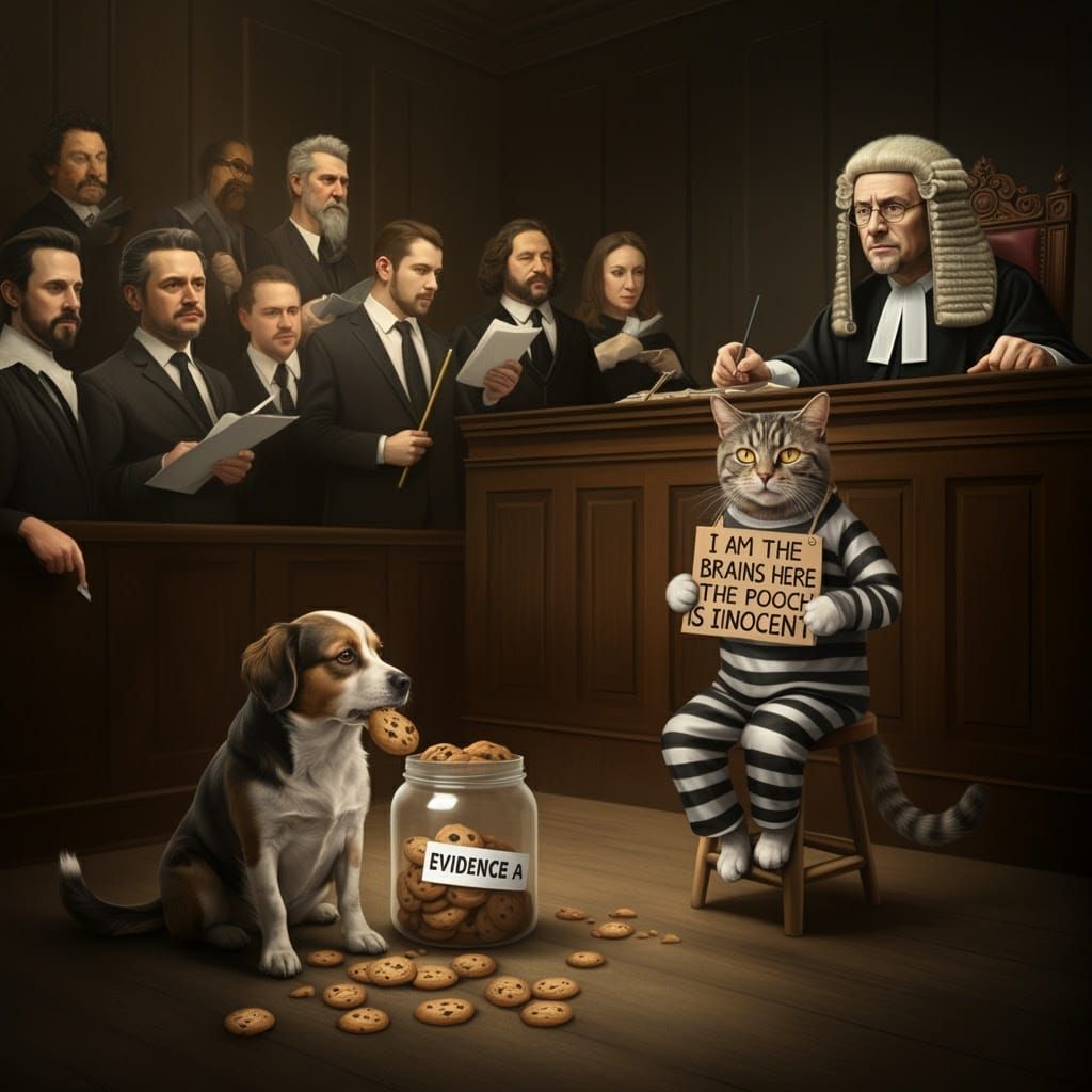 Courtroom Chaos: Canine Culprit or Innocent Cookie Lover?