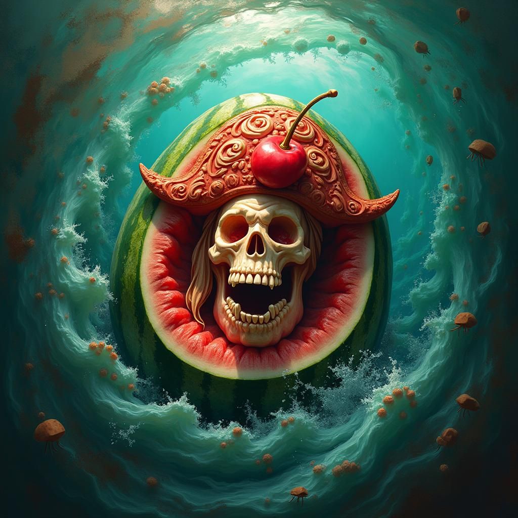 Watermelon Pirate: Hyper-Realistic Matte Painting in 8K