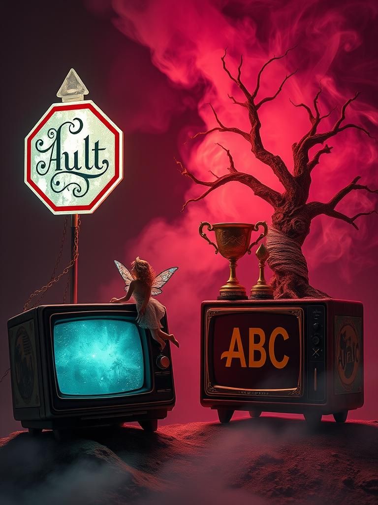 Mystical Fairy Tale with Floating Stop Sign